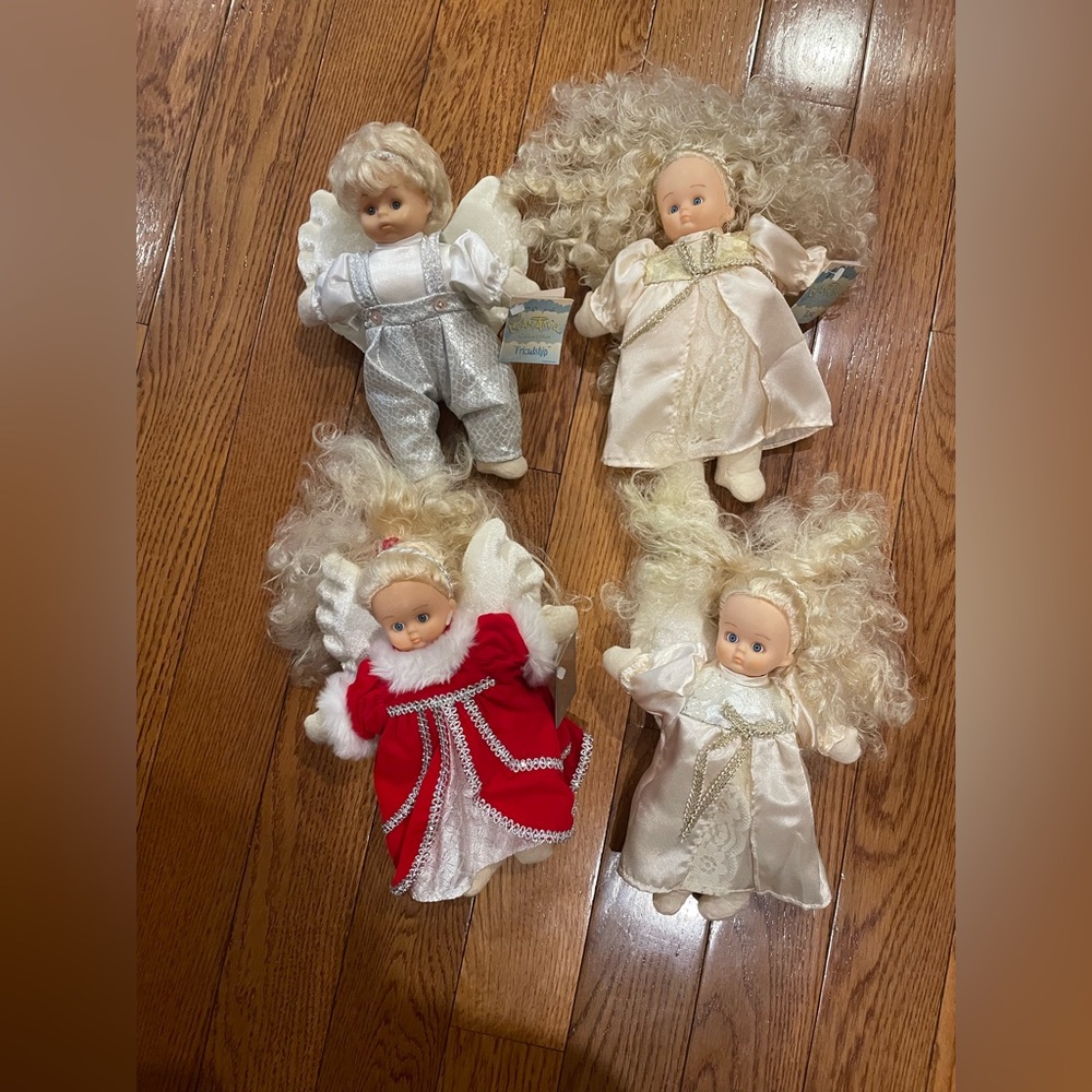 Elegant Angel Doll Set - Red, White, Cream, Silver